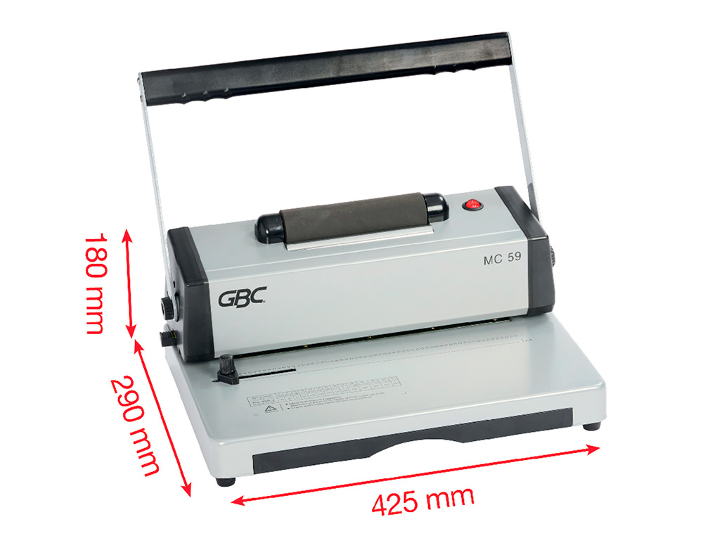 ENCUADERNADORA PARA ESPIRAL GBC MULTIBIND MC59 PERFORA 20 HOJAS TAMAÑO A4 ENCUADERNA 450 HOJAS