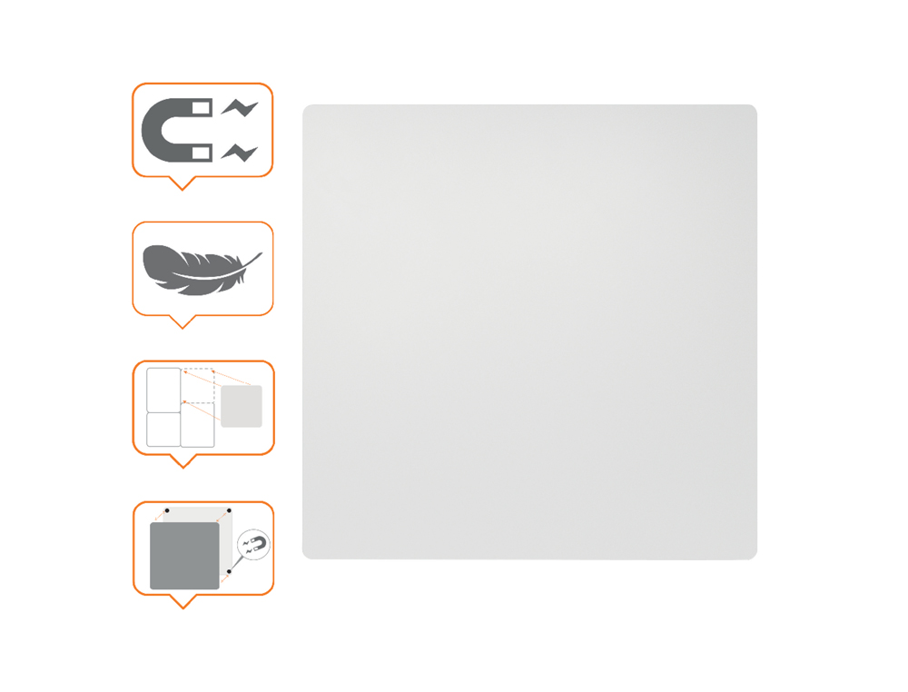 PIZARRA BLANCA NOBO MODULAR SIN MARCO ACERO MAGNETICA 450X450 MM