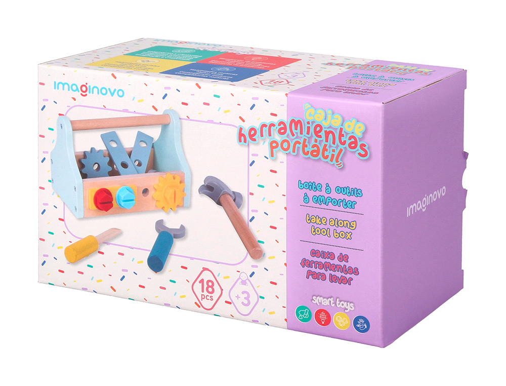 JUEGO INFANTIL IMAGINOVO MADERA MALETIN DE HERRAMIENTAS +3 AOS 18 PIEZAS 21,4X13,2X11CM