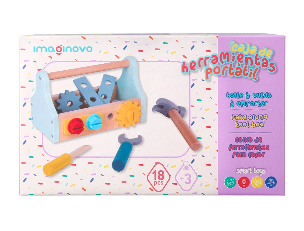 JUEGO INFANTIL IMAGINOVO MADERA MALETIN DE HERRAMIENTAS +3 AOS 18 PIEZAS 21,4X13,2X11CM