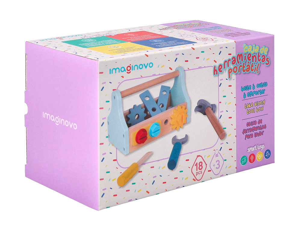 JUEGO INFANTIL IMAGINOVO MADERA MALETIN DE HERRAMIENTAS +3 AOS 18 PIEZAS 21,4X13,2X11CM