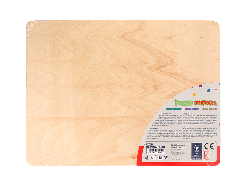 PUZLE INFANTIL IMAGINOVO MADERA ANIMALES +18 MESES 9 PIEZAS 30X22,5X1,5CM
