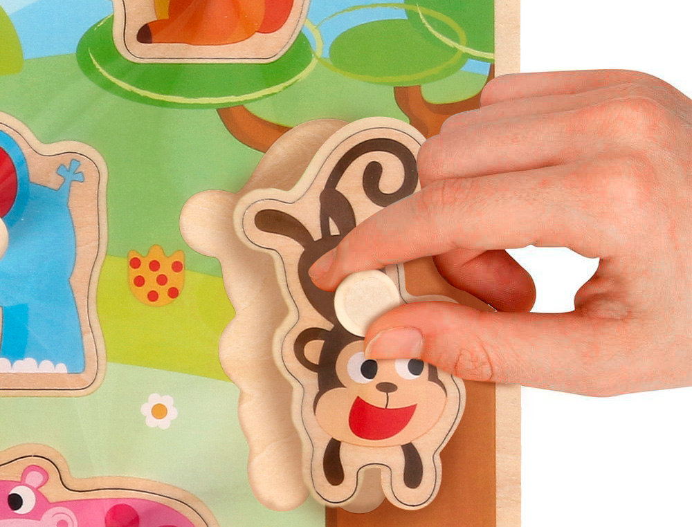 PUZLE INFANTIL IMAGINOVO MADERA ANIMALES +18 MESES 9 PIEZAS 30X22,5X1,5CM