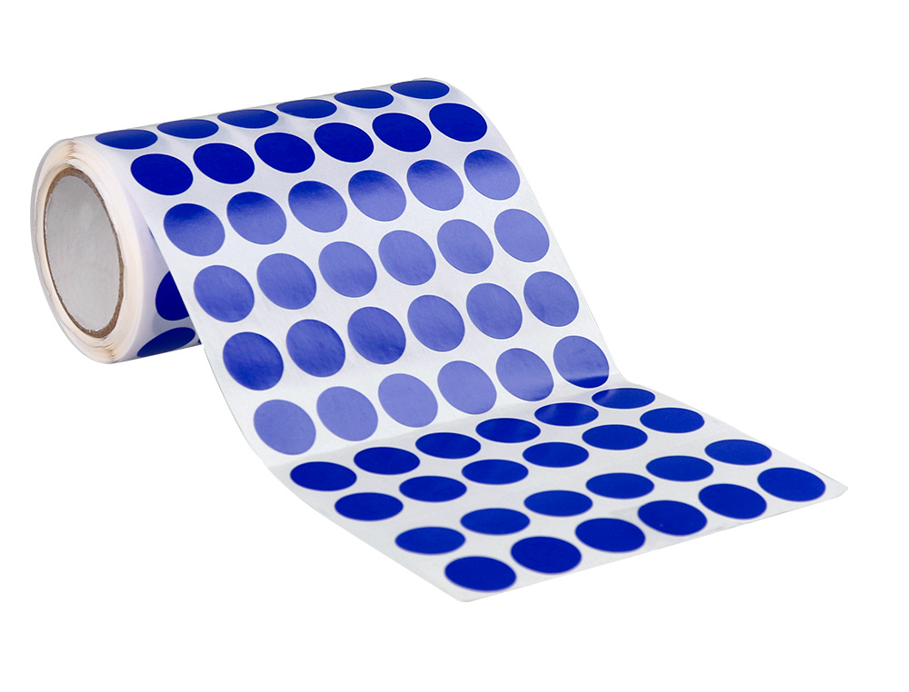 GOMETS LIDERPAPEL AUTOADHESIVO CIRCULOS 15 MM AZUL ROLLO DE 2500 UNIDADES EN CAJA DE CARTON
