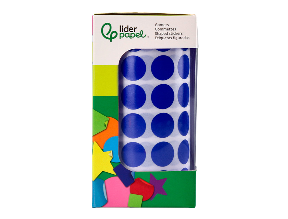 GOMETS LIDERPAPEL AUTOADHESIVO CIRCULOS 15 MM AZUL ROLLO DE 2500 UNIDADES EN CAJA DE CARTON