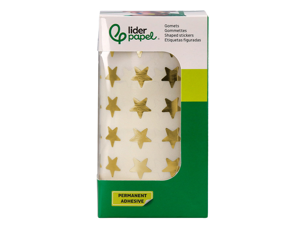 GOMETS LIDERPAPEL AUTOADHESIVO ESTRELLAS DORADAS SURTIDAS 2500 UNIDADES EN CAJA DE CARTON
