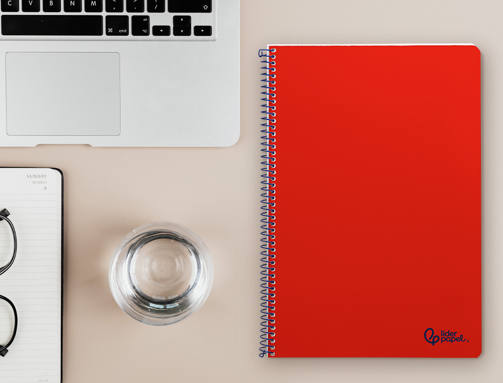 CUADERNO ESPIRAL LIDERPAPEL A4 SMART TAPA BLANDA 80H 75GR RAYADO HORIZONTAL CON MARGEN COLOR ROJO