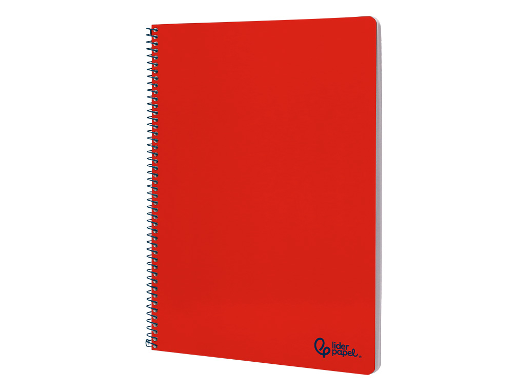 CUADERNO ESPIRAL LIDERPAPEL A4 SMART TAPA BLANDA 80H 75GR RAYADO HORIZONTAL CON MARGEN COLOR ROJO