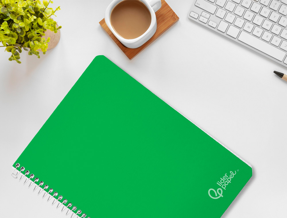 CUADERNO ESPIRAL LIDERPAPEL A4 WITTY TAPA DURA 80H 90GR PAUTA 3,5MM CON MARGEN COLOR VERDE