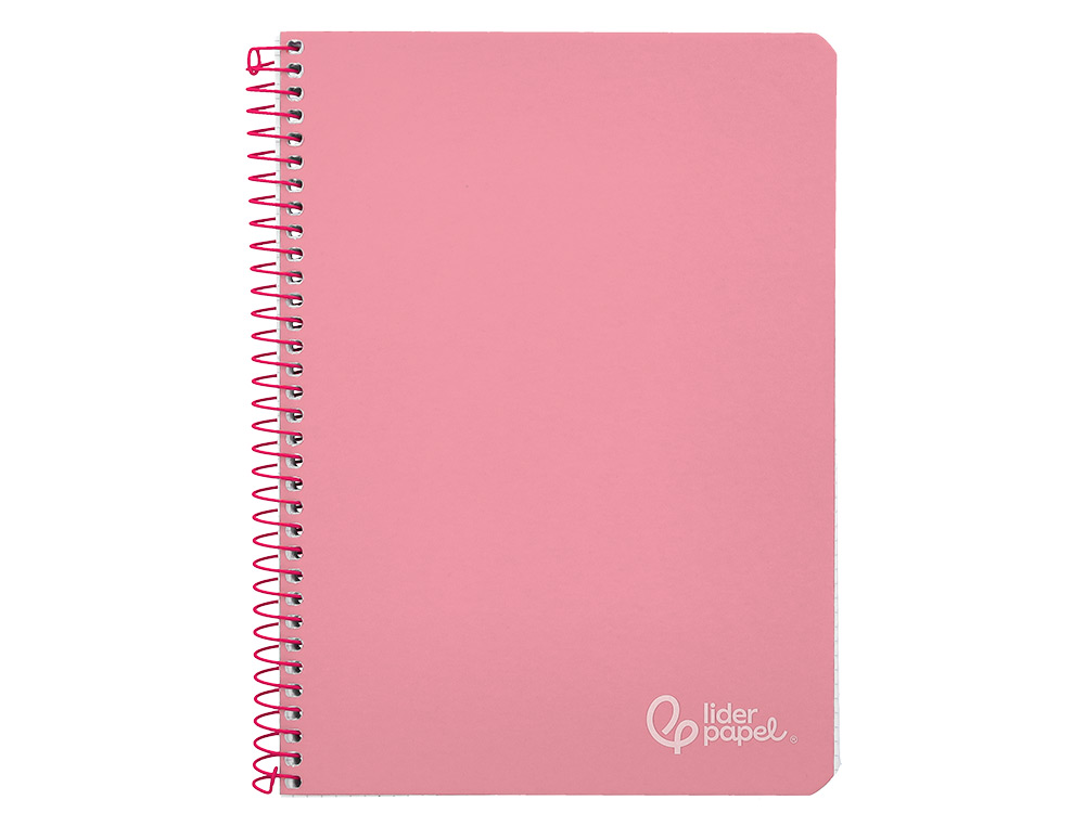 CUADERNO ESPIRAL LIDERPAPEL A5 WITTY TAPA DURA 80H 90GR CUADRO 4MM CON MARGEN COLOR ROSA