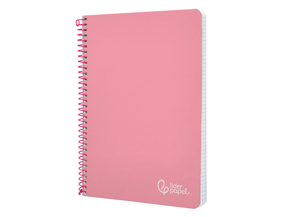 CUADERNO ESPIRAL LIDERPAPEL A5 WITTY TAPA DURA 80H 90GR CUADRO 4MM CON MARGEN COLOR ROSA