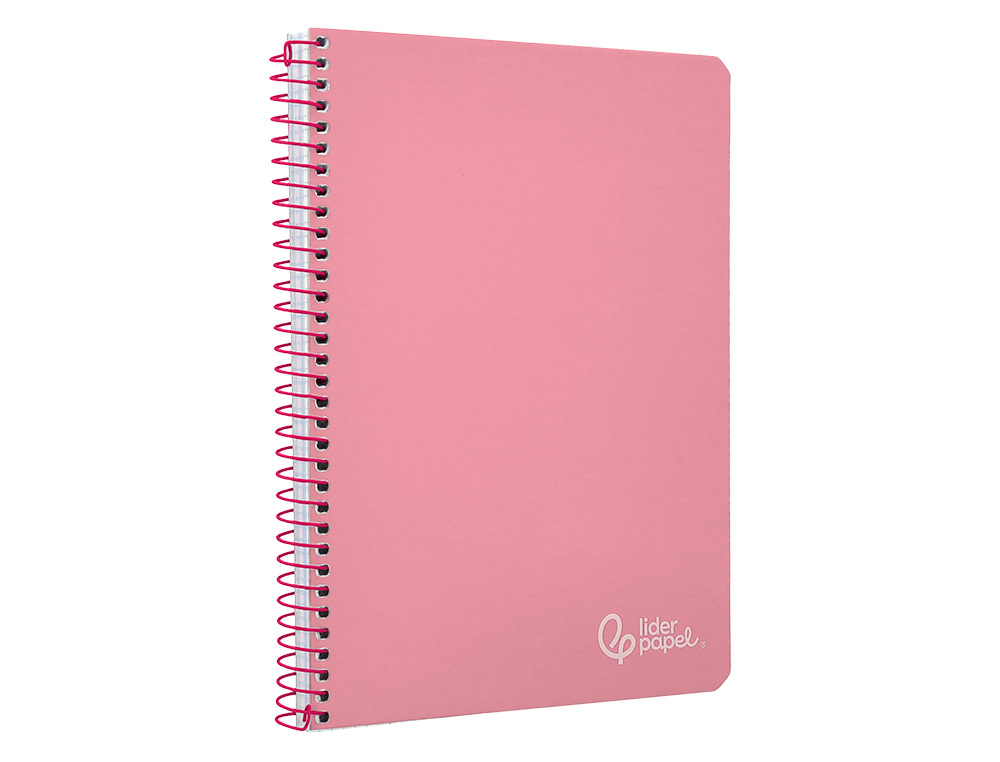 CUADERNO ESPIRAL LIDERPAPEL A5 WITTY TAPA DURA 80H 90GR CUADRO 4MM CON MARGEN COLOR ROSA