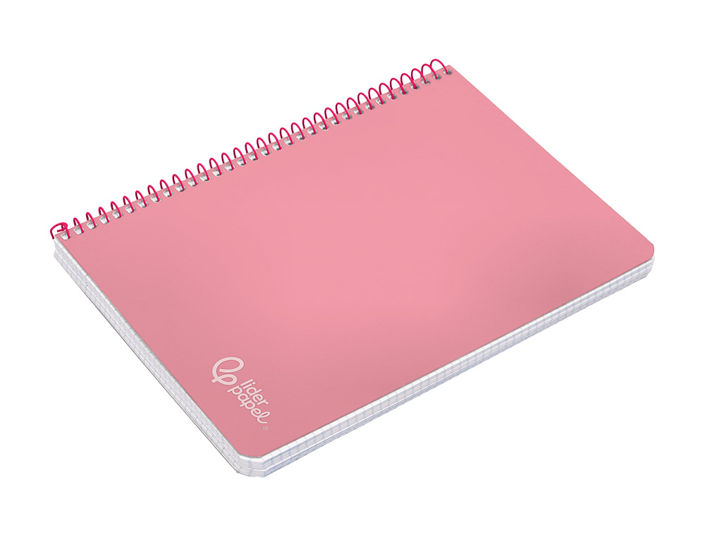 CUADERNO ESPIRAL LIDERPAPEL A5 WITTY TAPA DURA 80H 90GR CUADRO 4MM CON MARGEN COLOR ROSA