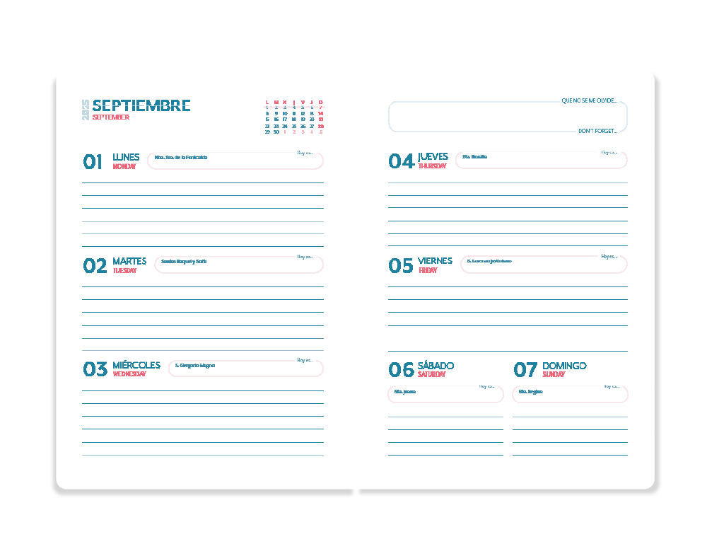 AGENDA ESCOLAR LIDERPAPEL 25-26 ESPIRAL PETITE FRESAS SEMANA VISTA A5 BILINGÜE PAPEL FSC 80 GR