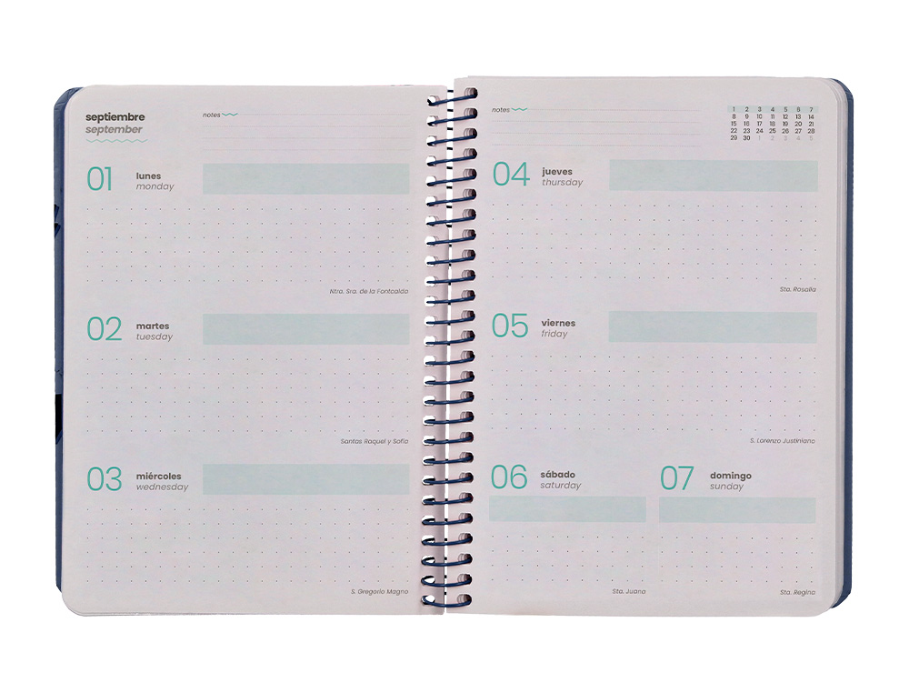 AGENDA ESCOLAR LIDERPAPEL 25-26 ESPIRAL PATTERNS MILITAR GRIS SEMANA VISTA A6 BILINGÜE PAPEL FSC 80 GR
