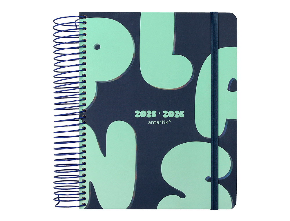AGENDA ESCOLAR ANTARTIK 25-26 ESPIRAL PLANS AZUL DIA PAGINA A5 BILINGÜE PAPEL FSC 80 GR