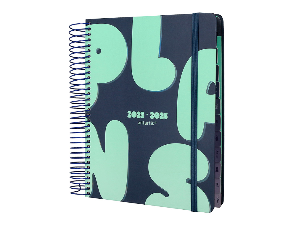 AGENDA ESCOLAR ANTARTIK 25-26 ESPIRAL PLANS AZUL DIA PAGINA A5 BILINGÜE PAPEL FSC 80 GR