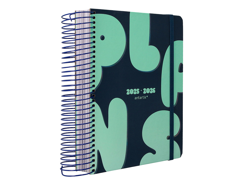 AGENDA ESCOLAR ANTARTIK 25-26 ESPIRAL PLANS AZUL DIA PAGINA A5 BILINGÜE PAPEL FSC 80 GR
