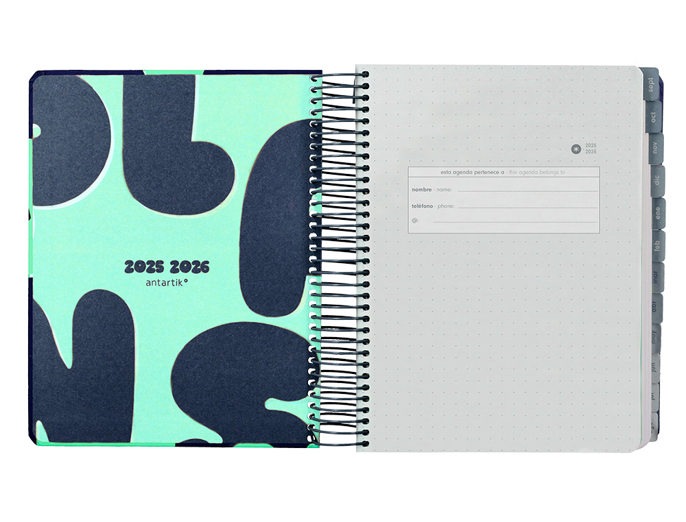 AGENDA ESCOLAR ANTARTIK 25-26 ESPIRAL PLANS AZUL DIA PAGINA A5 BILINGÜE PAPEL FSC 80 GR