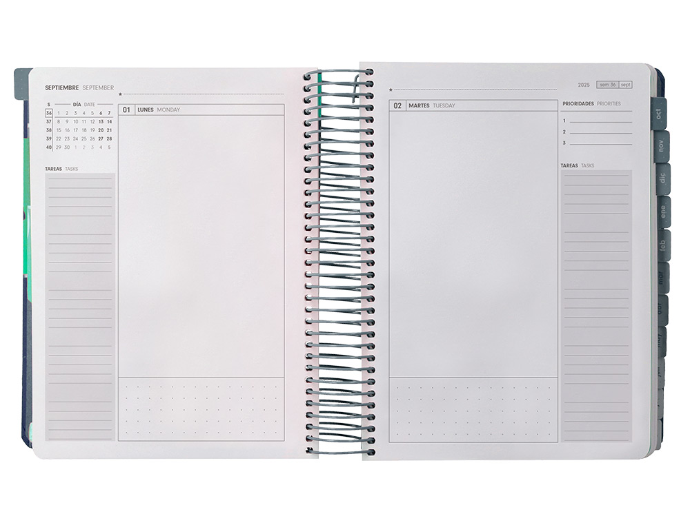 AGENDA ESCOLAR ANTARTIK 25-26 ESPIRAL PLANS AZUL DIA PAGINA A5 BILINGÜE PAPEL FSC 80 GR