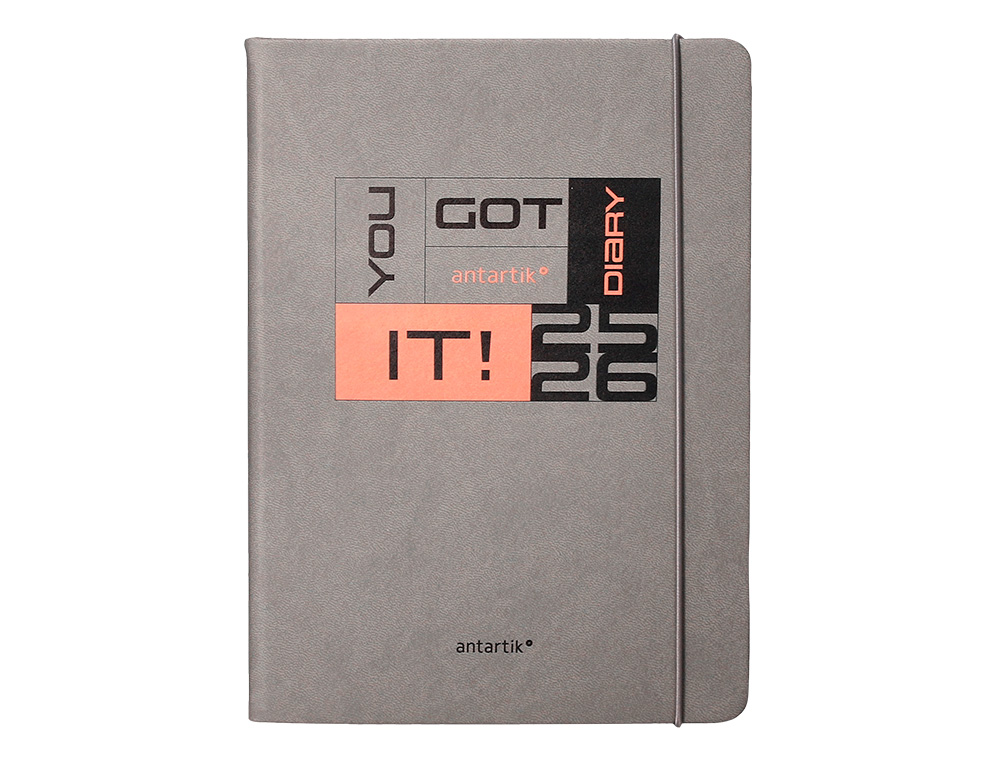 AGENDA ESCOLAR ANTARTIK 25-26 ENCUADERNADA GO! SIMIL PIEL GRIS SEMANA VISTA A5 BILINGE PAPEL FSC 80 GR