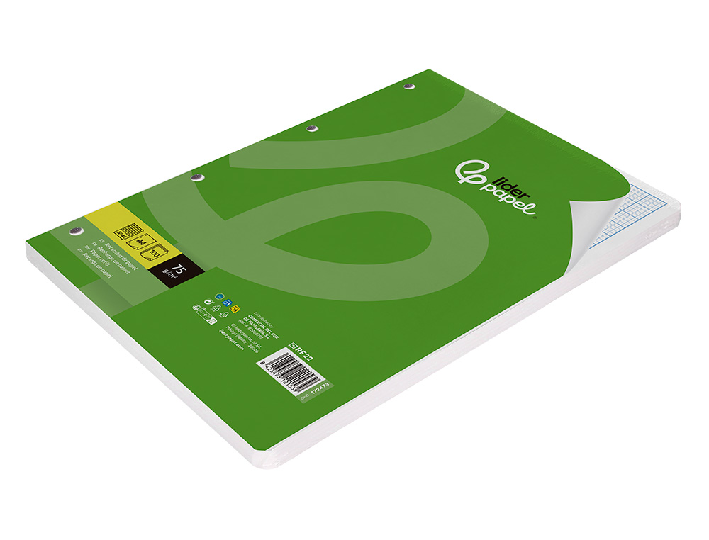 RECAMBIO LIDERPAPEL A4 100 HOJAS 75GR RAYADO Nº46 4 TALADROS