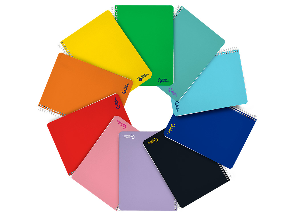 CUADERNO ESPIRAL LIDERPAPEL A5 MICRO SMART TAPA BLANDA 80H 75GR HORIZONTAL 7MM DOBLE MARGEN 6 TALADROS COLORES