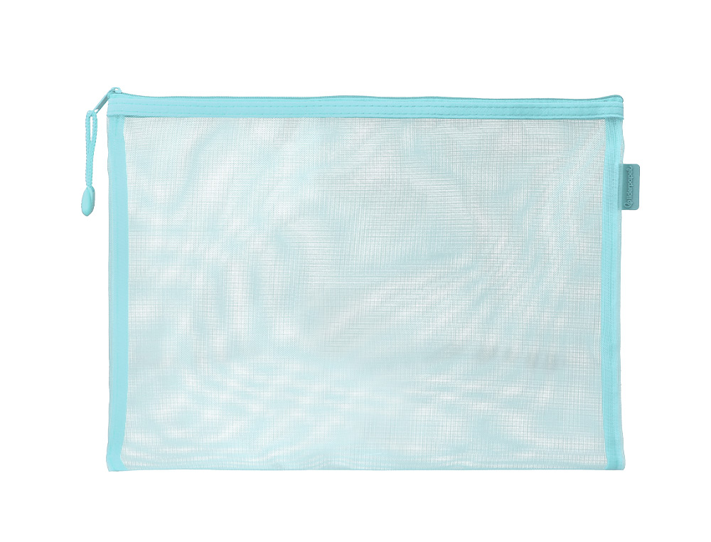 BOLSA ZIPPER BAG LIDERPAPEL POLIESTER TRANSPIRABLE MULTIUSOS DIN A5 AZUL PASTEL