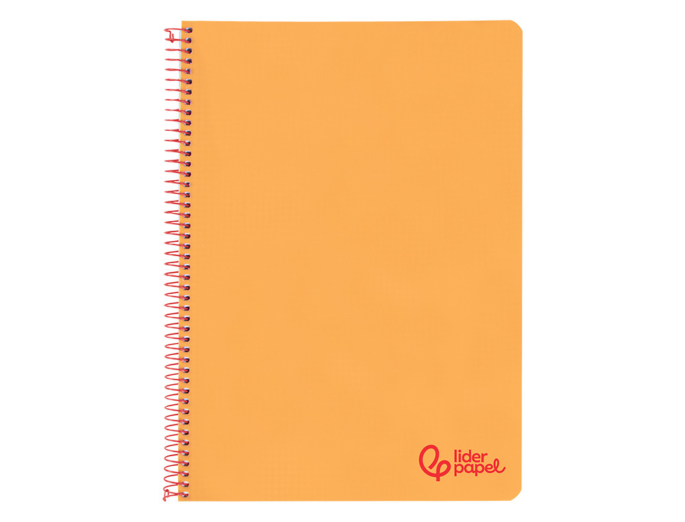 CUADERNO ESPIRAL LIDERPAPEL A4 WONDER TAPA PLASTICO 80H 90GR PAUTA ANCHA 3,5MM CON MARGEN COLOR NARANJA