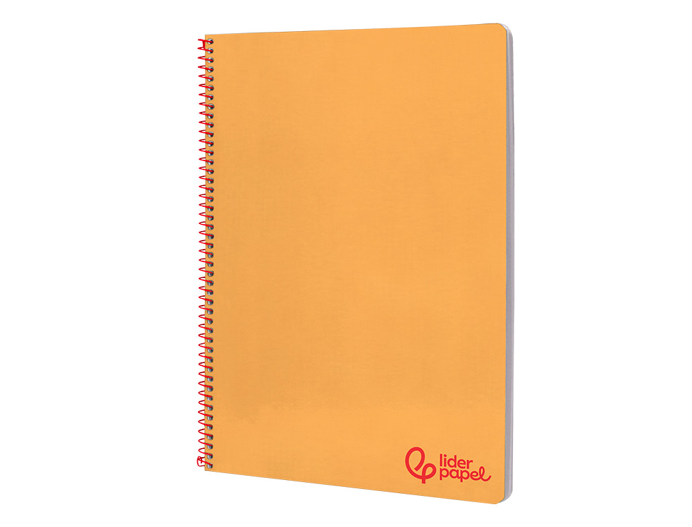 CUADERNO ESPIRAL LIDERPAPEL A4 WONDER TAPA PLASTICO 80H 90GR PAUTA ANCHA 3,5MM CON MARGEN COLOR NARANJA