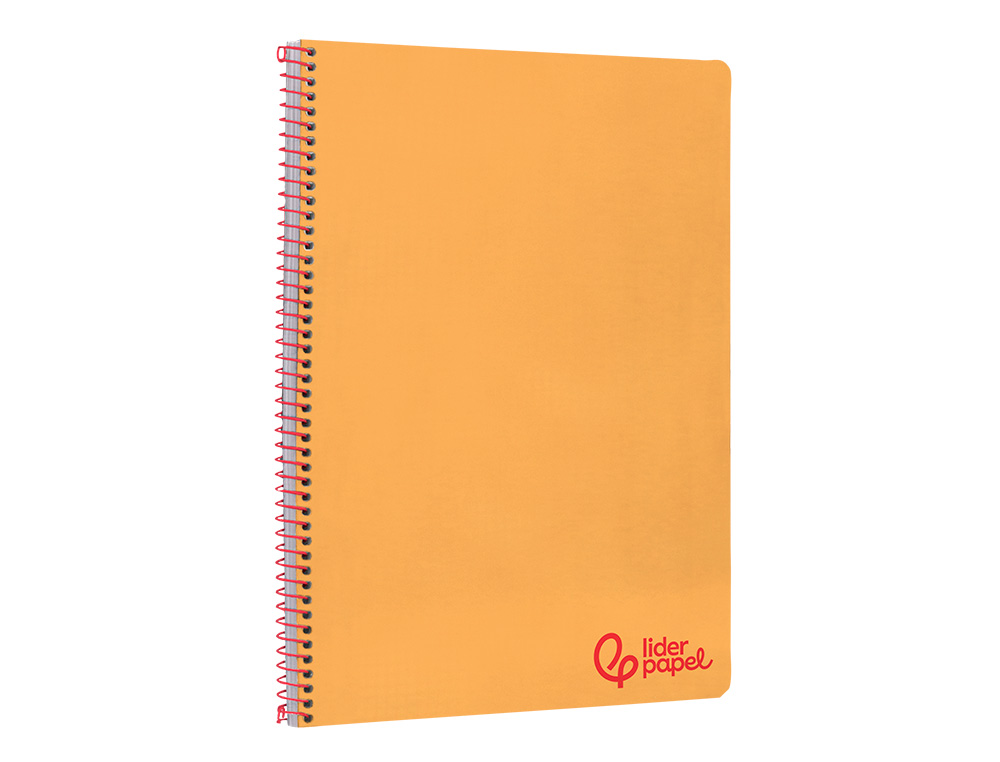 CUADERNO ESPIRAL LIDERPAPEL A4 WONDER TAPA PLASTICO 80H 90GR PAUTA ANCHA 3,5MM CON MARGEN COLOR NARANJA