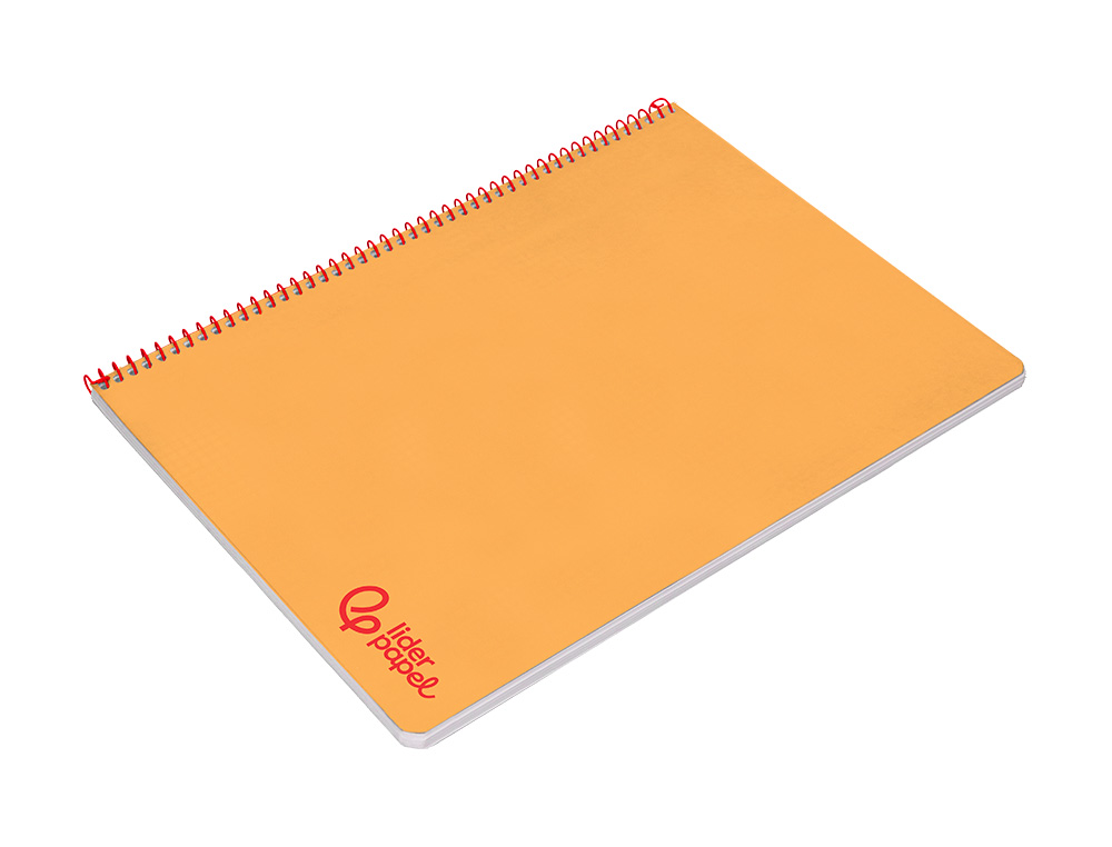 CUADERNO ESPIRAL LIDERPAPEL A4 WONDER TAPA PLASTICO 80H 90GR PAUTA ANCHA 3,5MM CON MARGEN COLOR NARANJA