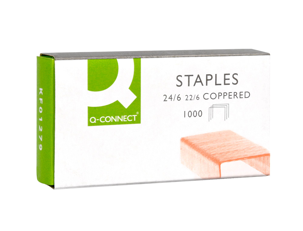 GRAPAS Q-CONNECT Nº 22/6 24/6 COBREADAS CAJA DE 1000 UNIDADES