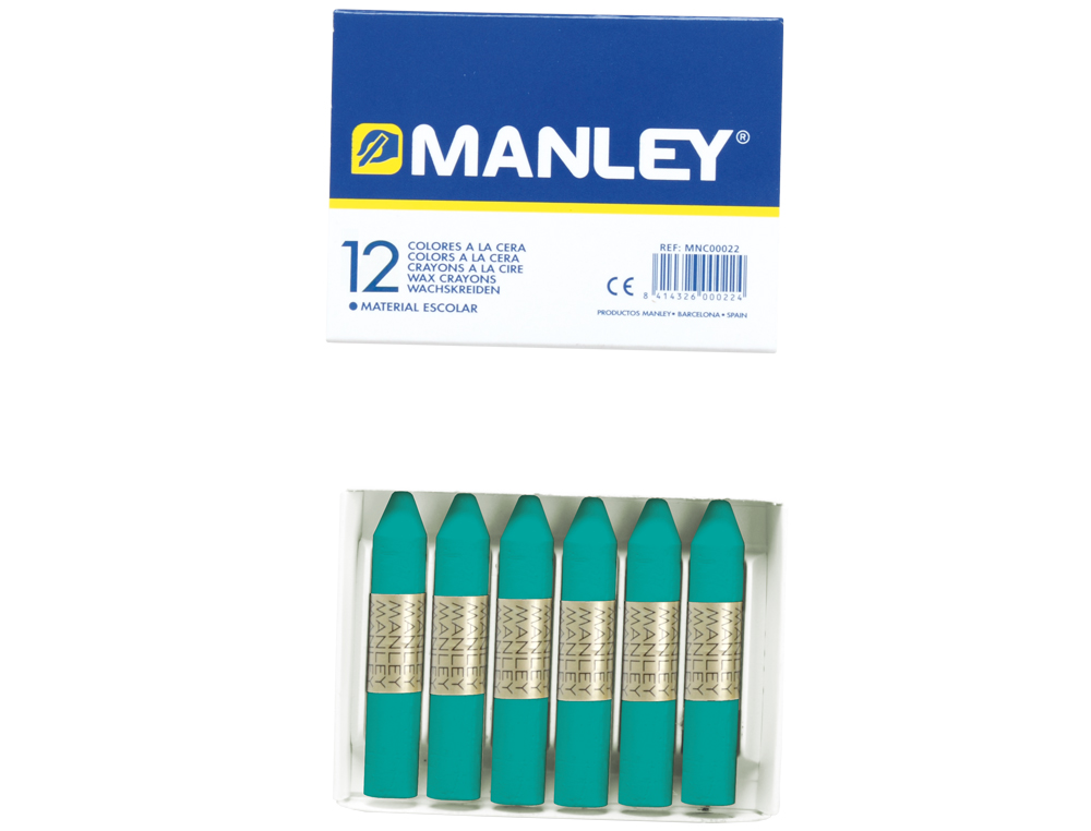 LAPICES CERA MANLEY UNICOLOR VERDE TURQUESA N.23 CAJA DE 12 UNIDADES