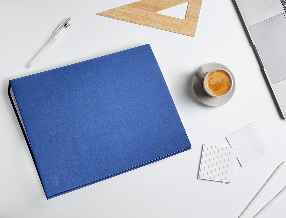 CARPETA DE 4 ANILLAS 40MM MIXTAS LIDERPAPEL FOLIO CARTON FORRADO PAPER COAT AZUL