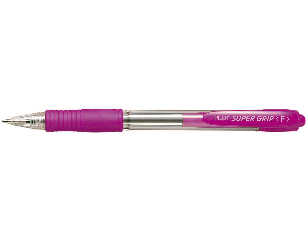 BOLIGRAFO PILOT SUPER GRIP ROSA RETRACTIL SUJECION DE CAUCHO TINTA BASE DE ACEITE