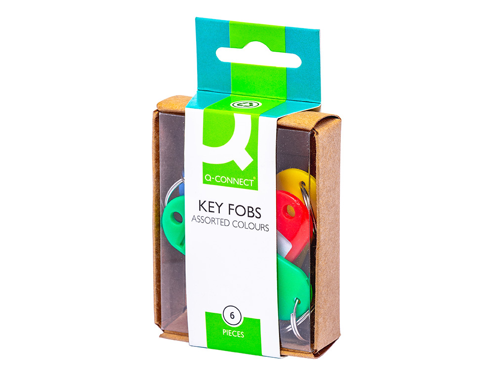LLAVERO PORTAETIQUETAS Q-CONNECT CAJA DE 6 UNIDADES COLORES SURTIDOS