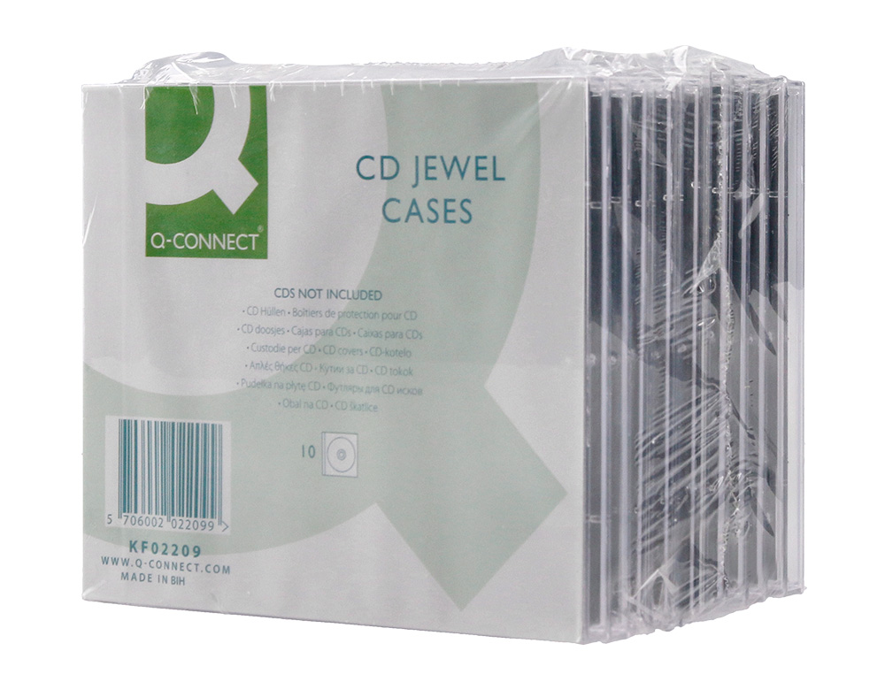 CAJA DE CD Q-CONNECT -CON INTERIOR NEGRO -PACK DE 10 UNIDADES