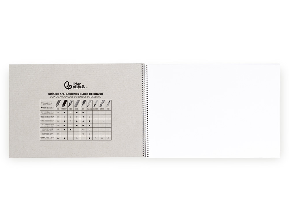 BLOC DIBUJO LIDERPAPEL ESCOLAR ESPIRAL 230X325MM 20 HOJAS 90 GR/M2 SIN RECUADRO