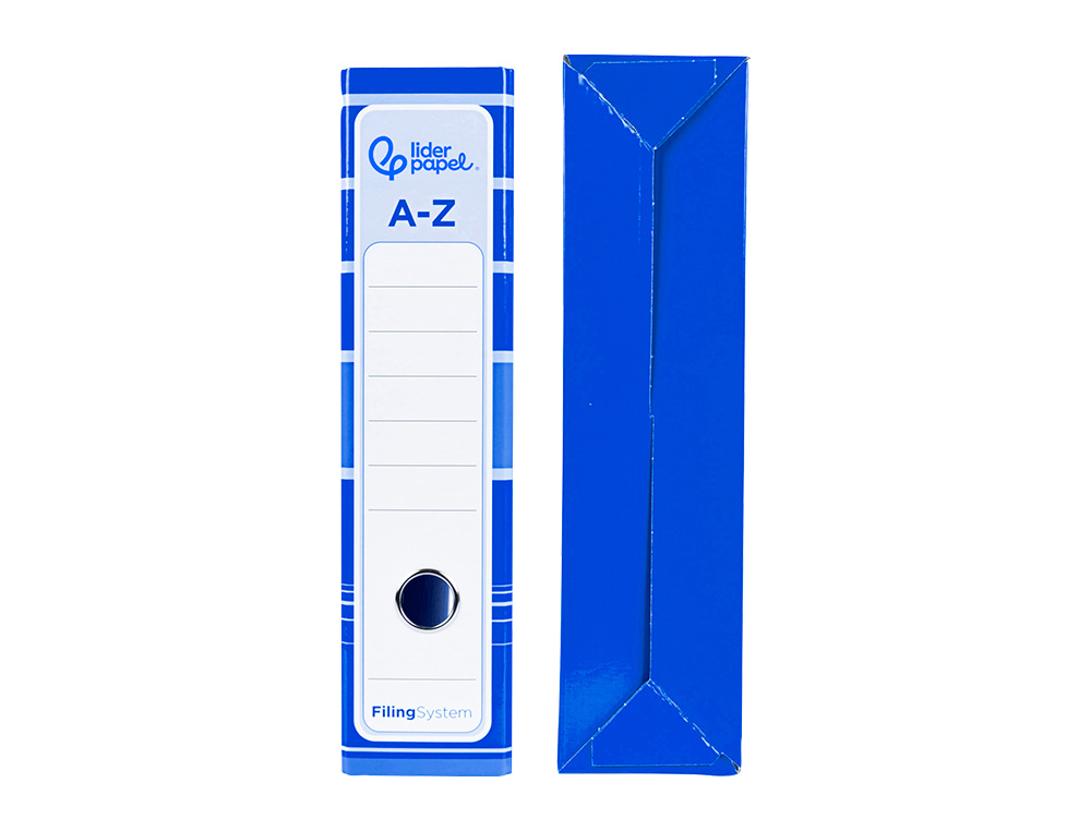 ARCHIVADOR DE PALANCA LIDERPAPEL A4 FILING SYSTEM FORRADO SIN RADO LOMO 80MM AZUL CON CAJA Y COMPRESOR METALICO
