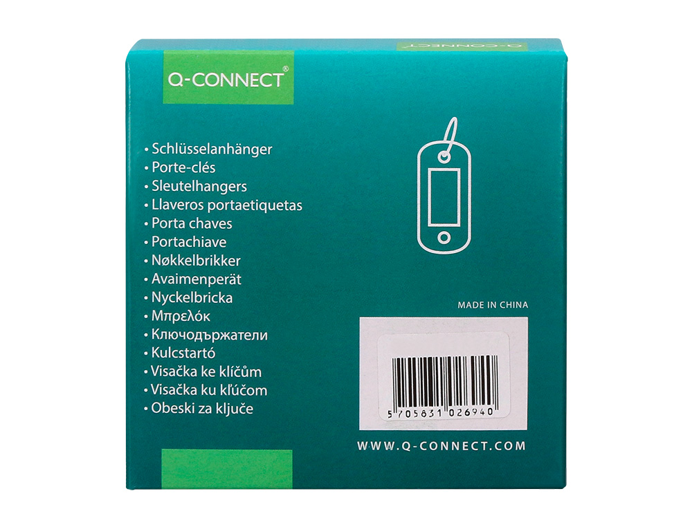 LLAVERO PORTAETIQUETAS Q-CONNECT COLOR BLANCO EXPOSITOR DE 100 UNIDADES