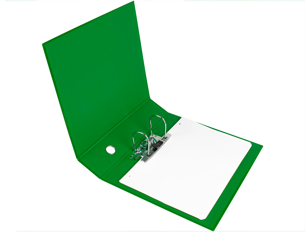 ARCHIVADOR DE PALANCA LIDERPAPEL A4 COLOR SYSTEM FORRADO SIN RADO LOMO 80MM VERDE COMPRESOR METALICO