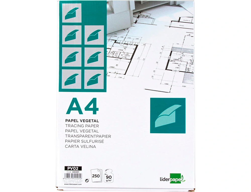PAPEL VEGETAL LIDERPAPEL 90GR 210X297MM