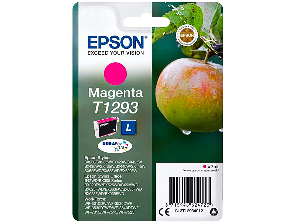 INK-JET EPSON STYLUS T1293 MAGENTA SX420W / 425W / OFFICE BX305F / BX320F -ALTA CAPACIDAD-