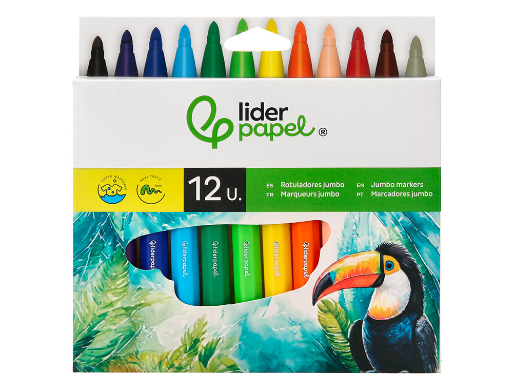 ROTULADOR LIDERPAPEL JUMBO CAJA DE 12 UNIDADES COLORES SURTIDOS