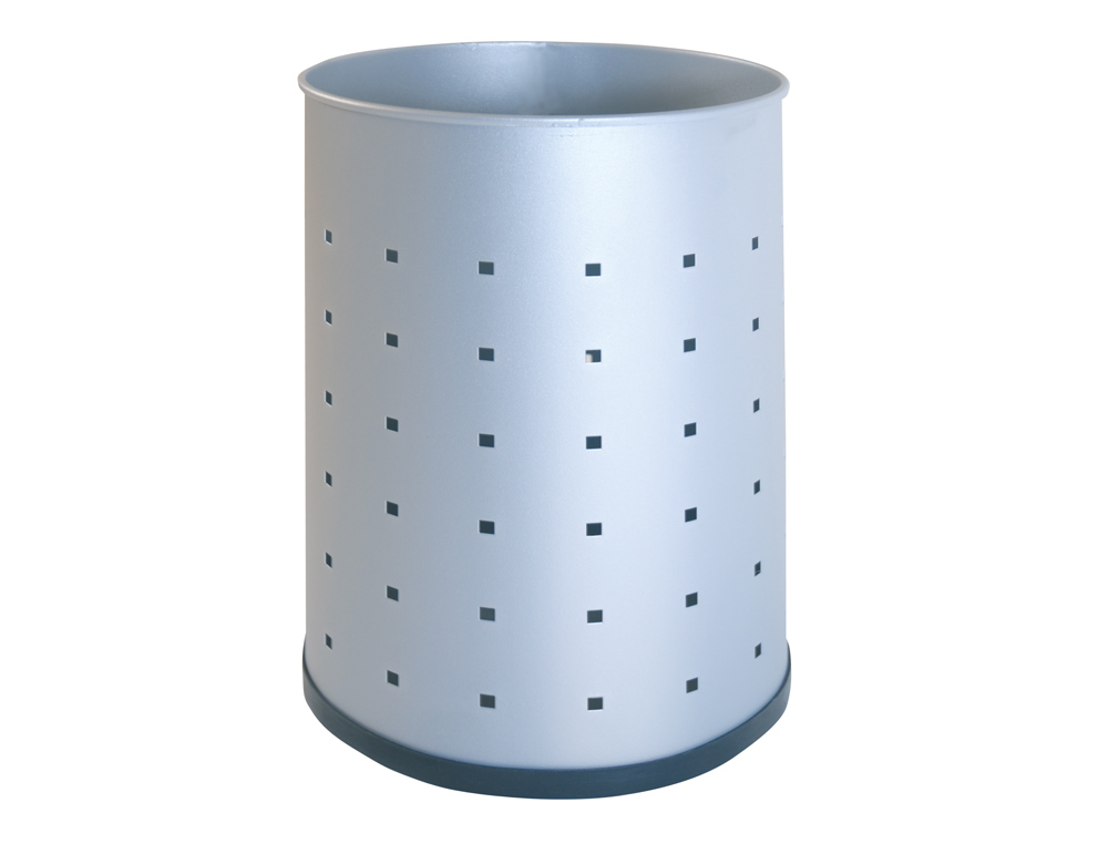 PAPELERA METALICA 101-R PLATEADA PINTADA PERFORADA 315X215 MM
