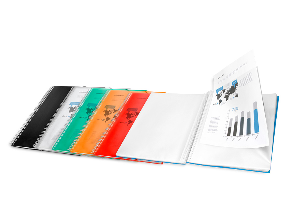 CARPETA LIDERPAPEL ESCAPARATE CON ESPIRAL 30 FUNDAS POLIPROPILENO DIN A4 VERDE