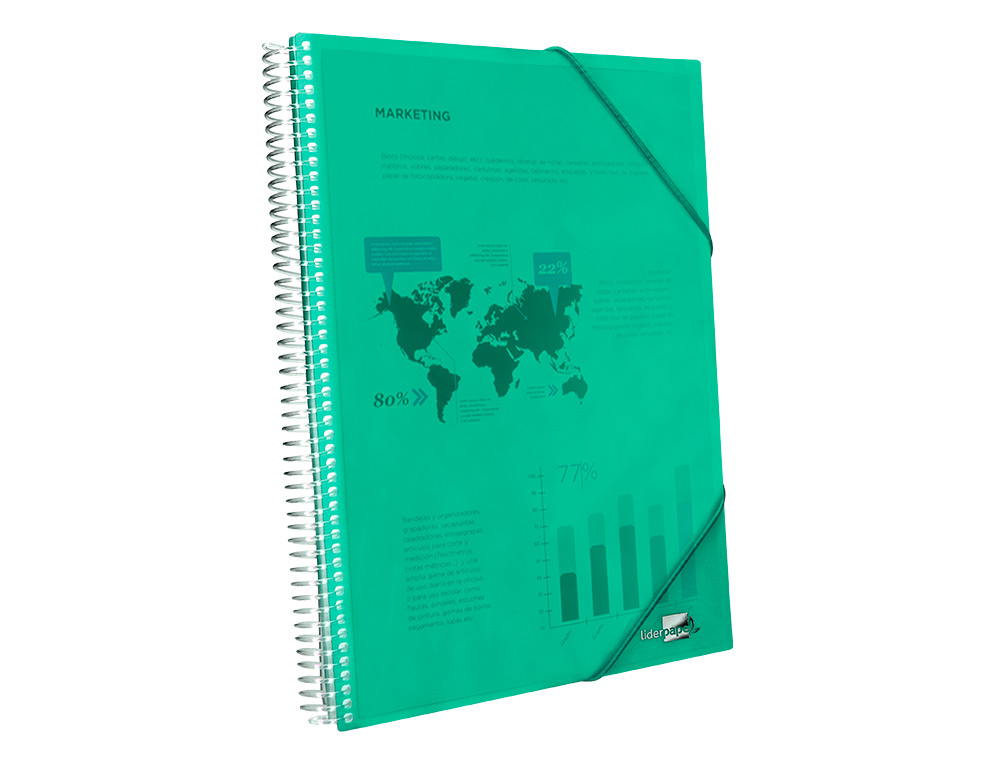CARPETA LIDERPAPEL ESCAPARATE CON ESPIRAL 30 FUNDAS POLIPROPILENO DIN A4 VERDE