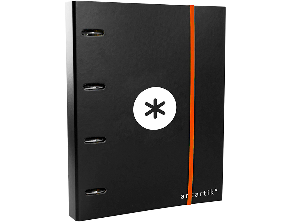 CARPETA CON RECAMBIO ANTARTIK A4 CUADRO 5MM FORRADA 4 ANILLAS 40MM REDONDAS CON SOLAPA COLOR NEGRO