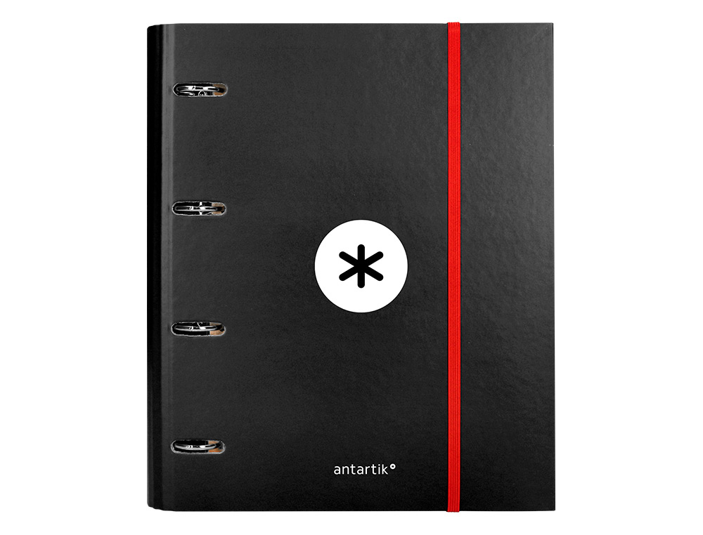 CARPETA CON RECAMBIO ANTARTIK A4 CUADRO 5MM FORRADA 4 ANILLAS 40MM REDONDAS CON SOLAPA COLOR NEGRO